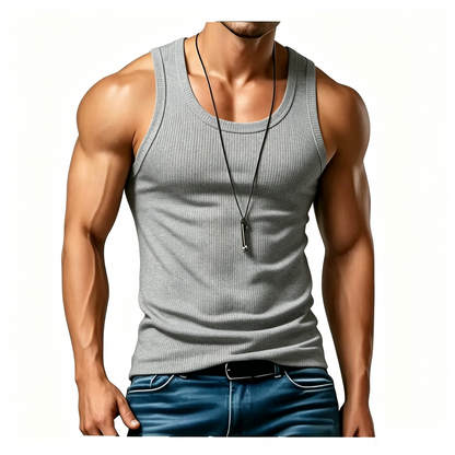 Men's Ribbed Tank Top – Wide-Strap Sleeveless Casual Shirt for Everyday Wear