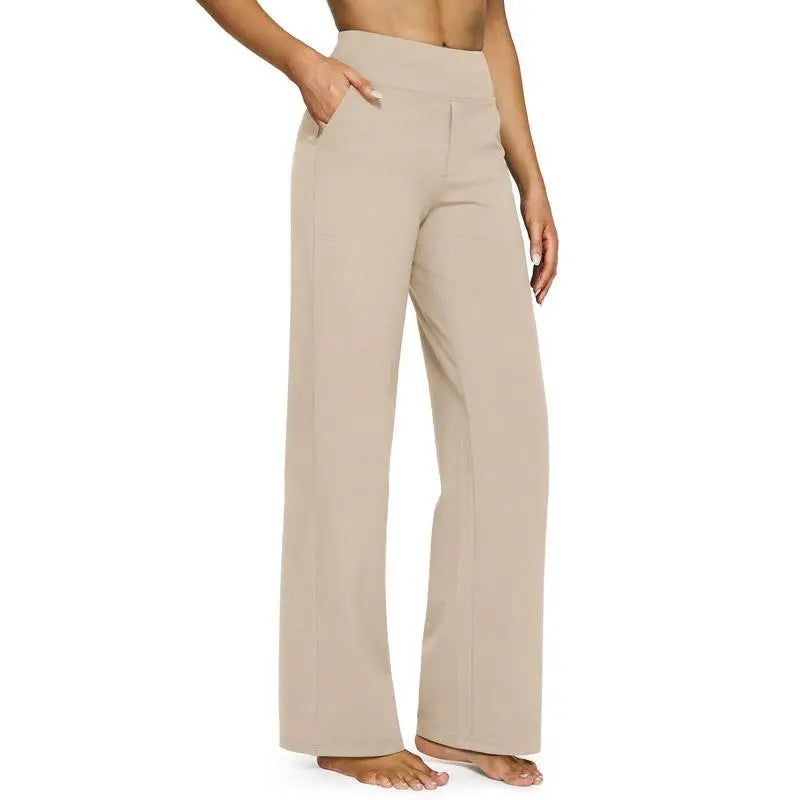 Women’s High-Waisted Wide-Leg Pants – Comfortable Business Casual Trousers with Pockets