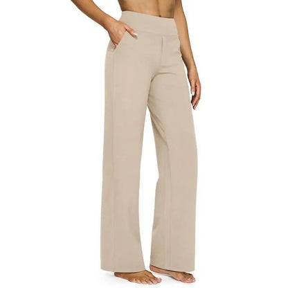 Women’s High-Waisted Wide-Leg Pants – Comfortable Business Casual Trousers with Pockets