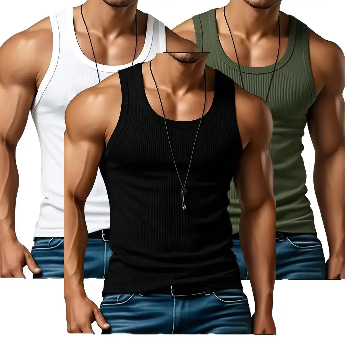 Men's Ribbed Tank Top – Wide-Strap Sleeveless Casual Shirt for Everyday Wear