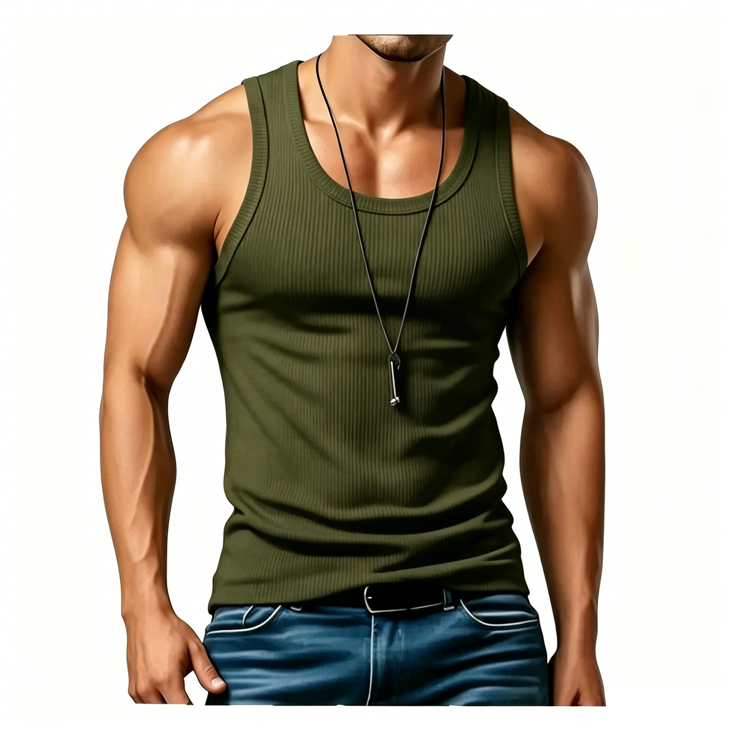 Men's Ribbed Tank Top – Wide-Strap Sleeveless Casual Shirt for Everyday Wear