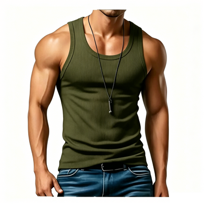 Men's Ribbed Tank Top – Wide-Strap Sleeveless Casual Shirt for Everyday Wear