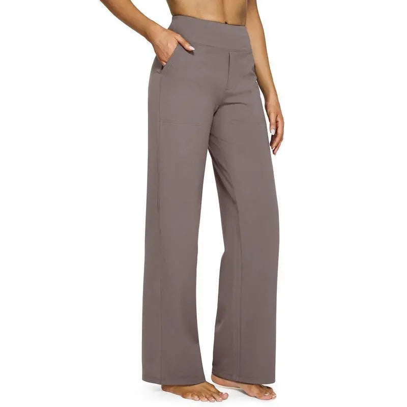 Women’s High-Waisted Wide-Leg Pants – Comfortable Business Casual Trousers with Pockets