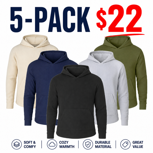Men’s Waffle Knit Pullover Hoodie – Casual Long-Sleeve Sweatshirt for Everyday Wear
