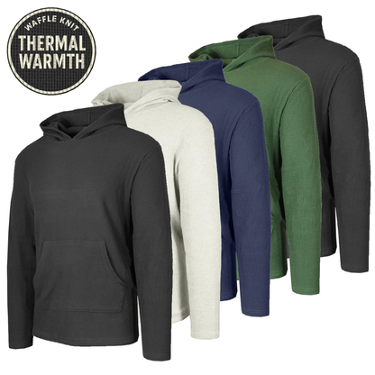 Men’s Waffle Knit Pullover Hoodie – Casual Long-Sleeve Sweatshirt for Everyday Wear