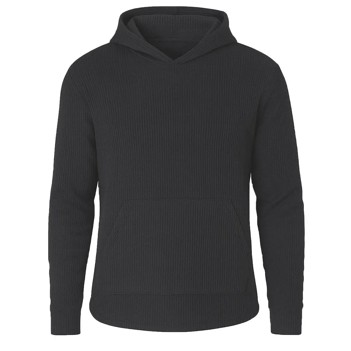 Men’s Waffle Knit Pullover Hoodie – Casual Long-Sleeve Sweatshirt for Everyday Wear