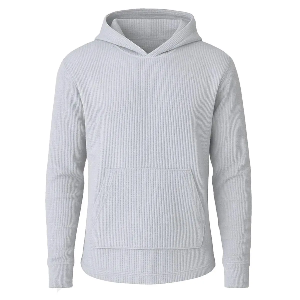 Men’s Waffle Knit Pullover Hoodie – Casual Long-Sleeve Sweatshirt for Everyday Wear