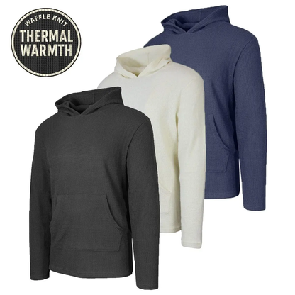 Men’s Waffle Knit Pullover Hoodie – Casual Long-Sleeve Sweatshirt for Everyday Wear