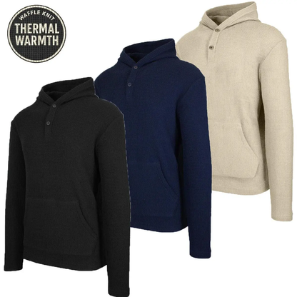 Men’s Waffle Knit Pullover Hoodie – Casual Long-Sleeve Sweatshirt for Everyday Wear