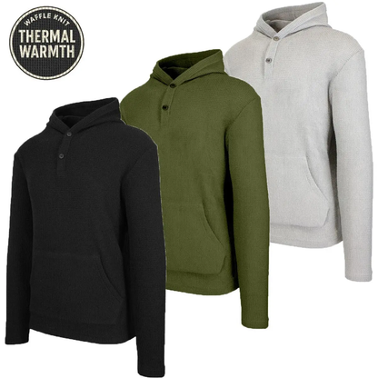 Men’s Waffle Knit Pullover Hoodie – Casual Long-Sleeve Sweatshirt for Everyday Wear