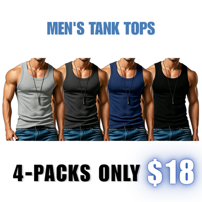 Men's Ribbed Tank Top – Wide-Strap Sleeveless Casual Shirt for Everyday Wear