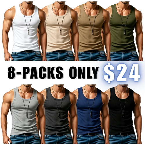 Men's Ribbed Tank Top – Wide-Strap Sleeveless Casual Shirt for Everyday Wear