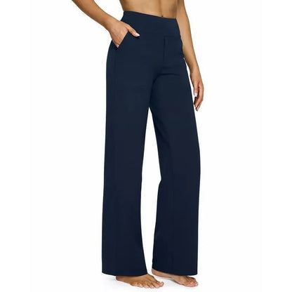 Women’s High-Waisted Wide-Leg Pants – Comfortable Business Casual Trousers with Pockets