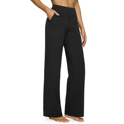 Women’s High-Waisted Wide-Leg Pants – Comfortable Business Casual Trousers with Pockets