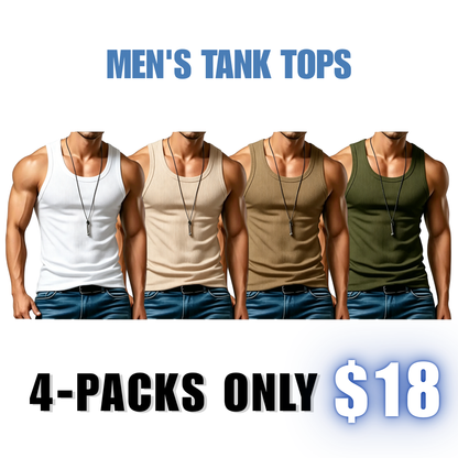 Men's Ribbed Tank Top – Wide-Strap Sleeveless Casual Shirt for Everyday Wear
