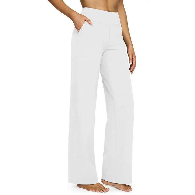 Women’s High-Waisted Wide-Leg Pants – Comfortable Business Casual Trousers with Pockets