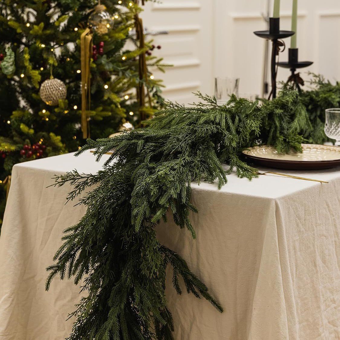 🌲Real Touch Deluxe Norfolk Pine Garland🌿