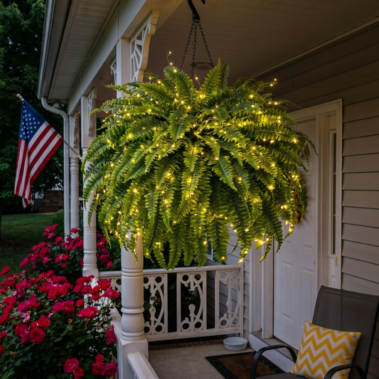 🔥Last Day 50% OFF🔥Oversized Pre-Lit Artificial Boston Ferns --No watering, No fading