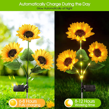 🌻 Solar Sunflower Lights ✅ Waterproof & Auto On/Off | Glowing Garden Decor ✨
