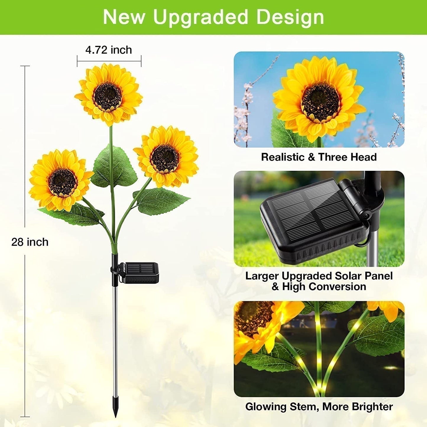 🌻 Solar Sunflower Lights ✅ Waterproof & Auto On/Off | Glowing Garden Decor ✨